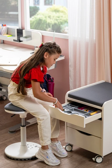 Creo Mobili Yükseklik ve Eğim Ayarlı, Sirius Premium Bilgisayar ve Çalışma Masası Takımı Ekru/Gri - Resim 4