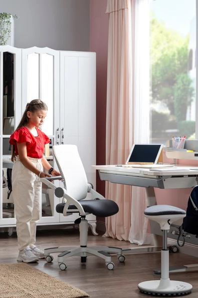 Creo Mobili Yükseklik ve Eğim Ayarlı, Sirius Premium Bilgisayar ve Çalışma Masası Takımı Beyaz/Gri - Resim 3