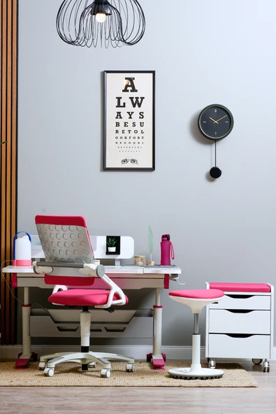 Creo Mobili Yükseklik ve Eğim Ayarlı, Sirius Delüx Bilgisayar ve Çalışma Masası Takımı, Beyaz/Fuşya - 6