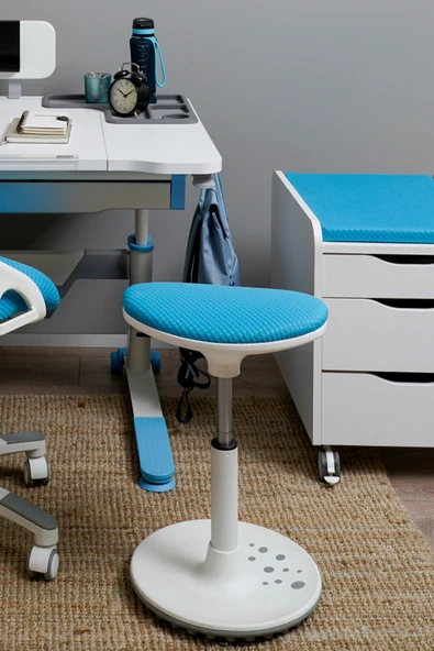 Creo Mobili Yükseklik Ayarlı Ofis Taburesi, Kaymaz Tabanlı Döner Mekanizmalı Bar Taburesi, Mavi - 3