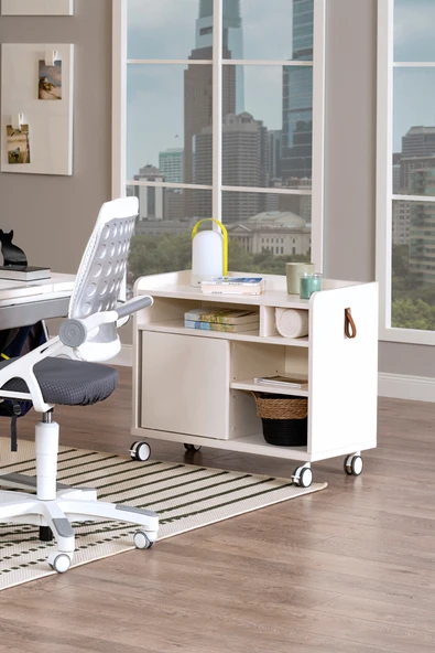 Creo Mobili Yükseklik ve Eğim Ayarlı Sirius Premium Plus Bilgisayar ve Çalışma Masası Seti Beyaz/Gri - 4