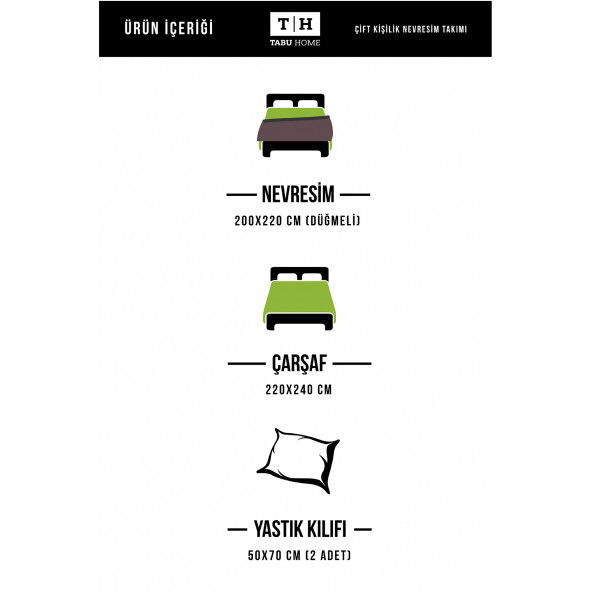 Tabu Home Parure Dallı Gri Çift Kişilik Nevresim Takımı - 2