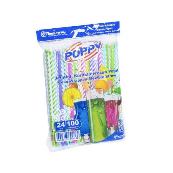 Poppy Jelatinli Körüklü Frozen Pipet 24 Cm 100 Adet x 20 Paket
