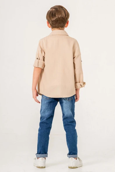 Ayarlanabilir Kol Klasik 3 Parça Erkek Çocuk Gömlekli Takım - 11