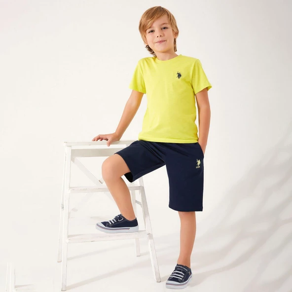 U.S. Polo Assn. 1354 Erkek Çocuk Live Naturals Limon Bermuda Takımı