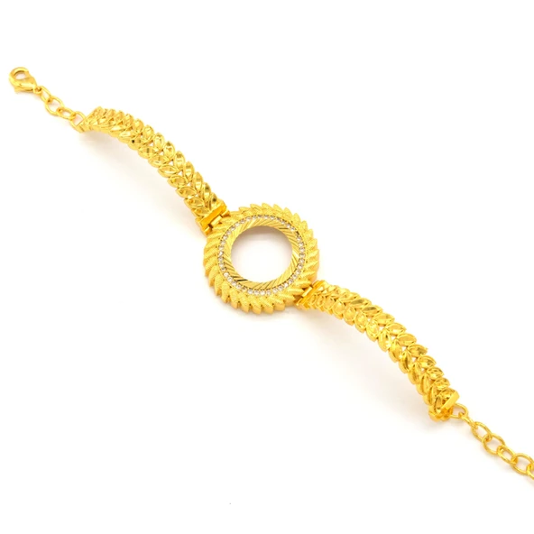 Çeyrek Altın Çerçeve Bileklik Çelik Altın Kaplama Arpa Model-BLZ-639 - Resim 4