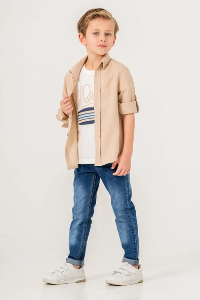 Ayarlanabilir Kol Klasik 3 Parça Erkek Çocuk Gömlekli Takım - 8