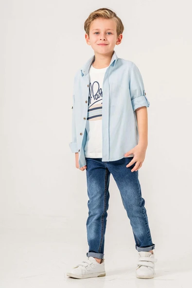 Ayarlanabilir Kol Klasik 3 Parça Erkek Çocuk Gömlekli Takım - 2