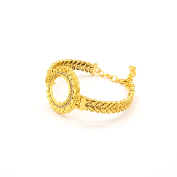 Çeyrek Altın Çerçeve Bileklik Çelik Altın Kaplama Arpa Model-BLZ-637 - Resim 4
