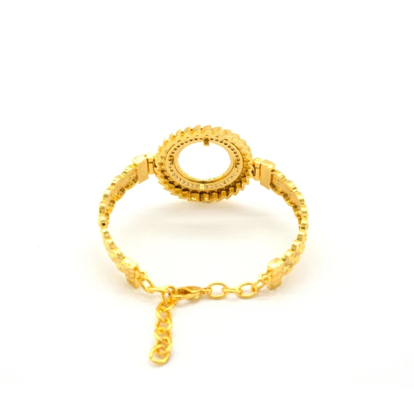 Çeyrek Altın Çerçeve Bileklik Çelik Altın Kaplama İşlemeli Model BLZ-638 - Resim 4