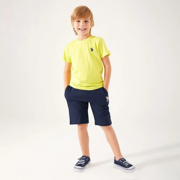 U.S. Polo Assn. 1354 Erkek Çocuk Live Naturals Limon Bermuda Takımı - Resim 3