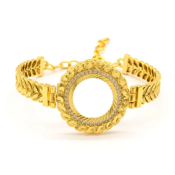 Çeyrek Altın Çerçeve Bileklik Çelik Altın Kaplama Arpa Model-BLZ-637 ürün görseli