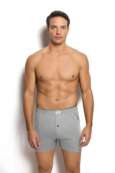 Jiber Erkek Pamuklu Havlu Bel Rahat Düğmeli Boxer - 4