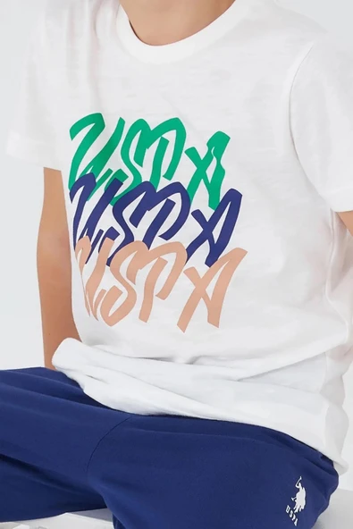 U.s. Polo Assn. 1315 Erkek Çocuk Writing Kısa Kol Pijama Takım - 4