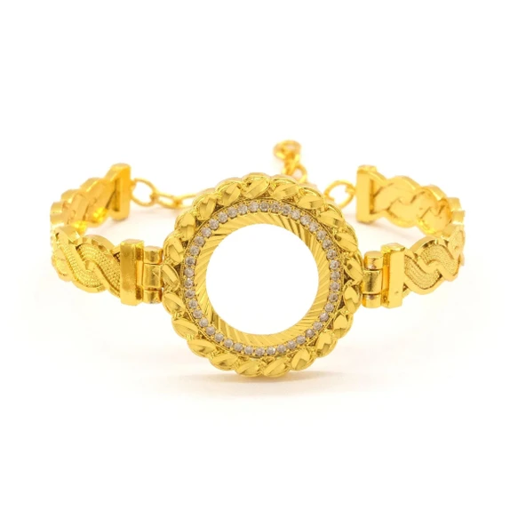 Çeyrek Altın Çerçeve Bileklik Çelik Altın Kaplama Örgü Model-BLZ-635 ürün görseli