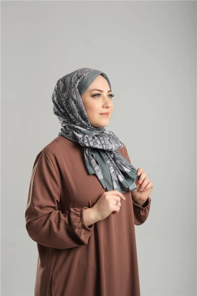 Haki Desenli Şal Kesik Elyaf Pamuksu Etnik Dijital Baskılı 202122_09 - Resim 3