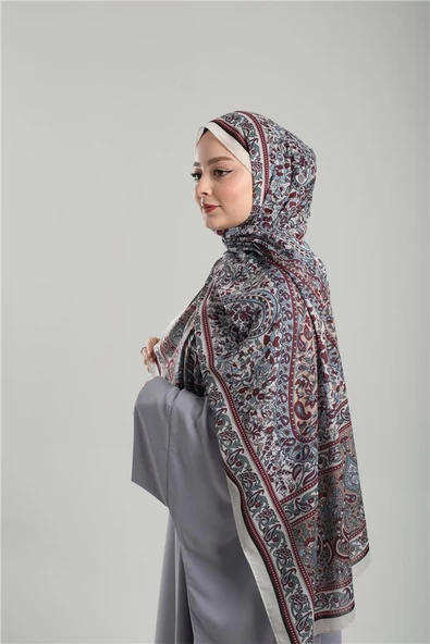 Krem Desenli Şal Kesik Elyaf Pamuksu Etnik Dijital Baskılı 202123_40 - Resim 3