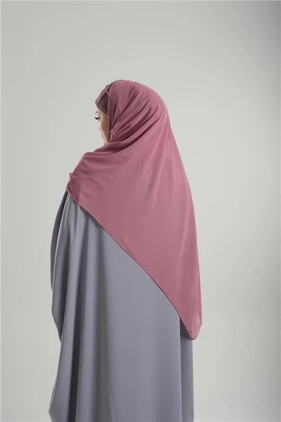 Gül Kurusu Arkadan Bağlamalı Abiye Şal Şifon Kare Desenli Taşlı 1900_18 - Resim 4