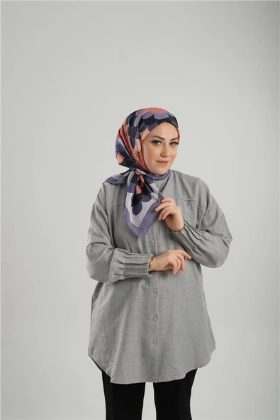 Lila Desenli Eşarp Bambu Geometrik Dijital Baskılı 202205_28 ürün görseli 1