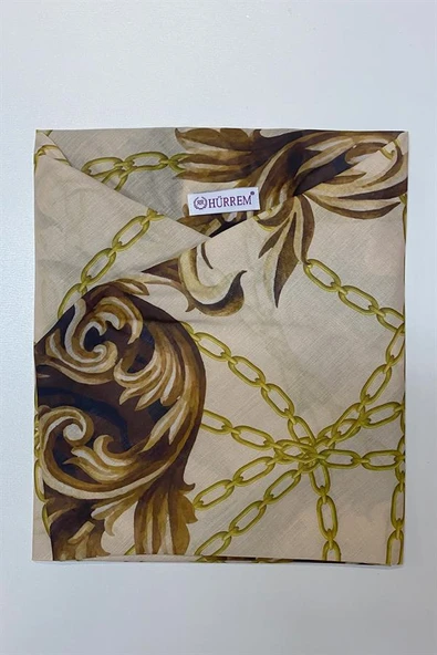Bej Pratik Hazır Geçmeli Tesettür Bone Kesik Elyaf Retro Desenli 2409_12