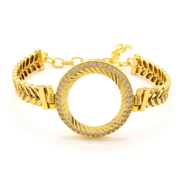 Çeyrek Altın Çerçeve Bileklik Çelik Altın Kaplama Arpa Model-BLZ-646 ürün görseli