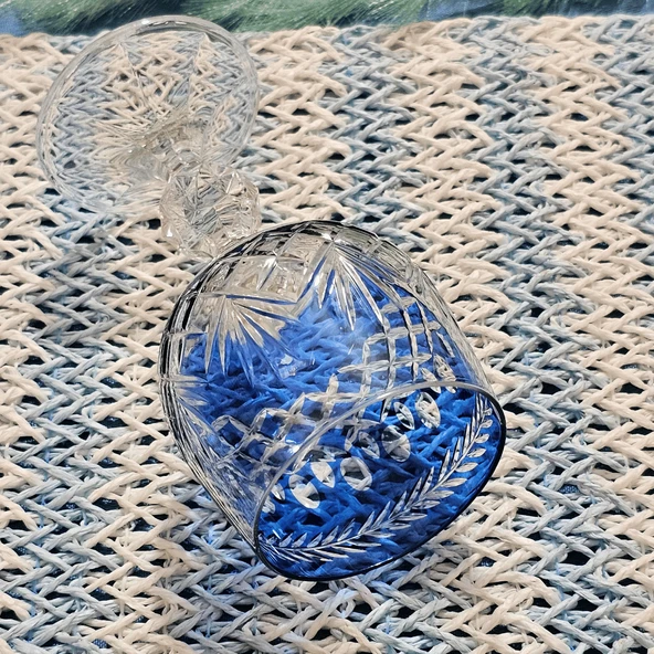 Hybrid Çift Desen Mavi 1 Adet Bardak Kadeh - 5