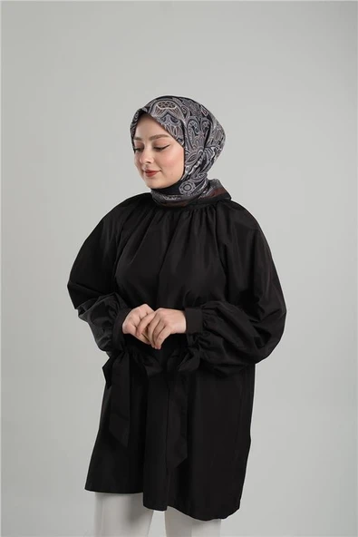 Antrasit Desenli Eşarp Kesik Elyaf Pamuksu Etnik Dijital Baskılı 202207_25 - Resim 2