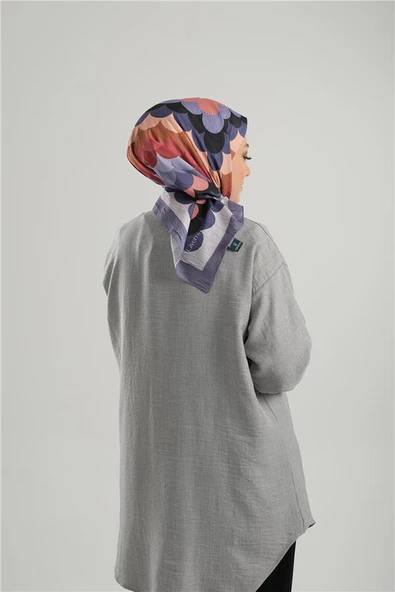 Lila Desenli Eşarp Bambu Geometrik Dijital Baskılı 202205_28 - Resim 3