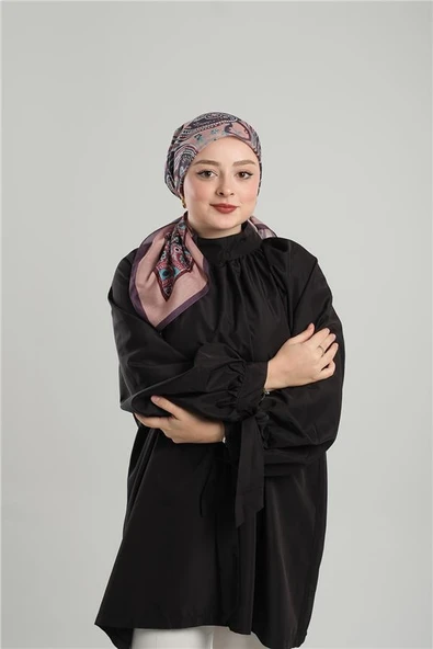 Pudra Desenli Eşarp Kesik Elyaf Pamuksu Etnik Dijital Baskılı 202203_06 - Resim 2