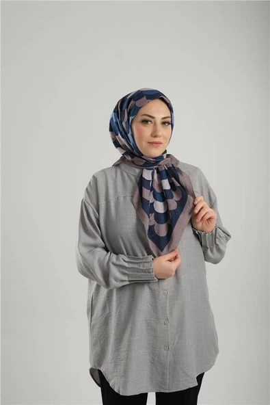 Vizon Desenli Eşarp Bambu Geometrik Dijital Baskılı 202205_10 ürün görseli 1