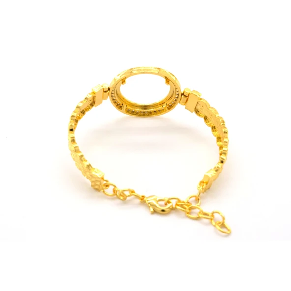 Çeyrek Altın Çerçeve Bileklik Çelik Altın Kaplama BLZ-647 - Resim 5