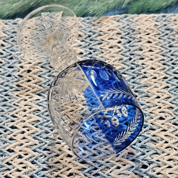 Hybrid Çift Desen Mavi 1 Adet Bardak Kadeh - 4