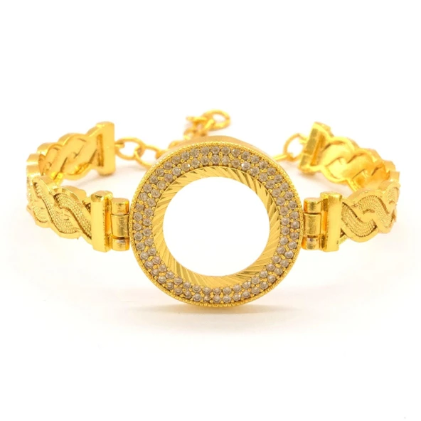 Çeyrek Altın Çerçeve Bileklik Çelik Altın Kaplama Örgü Model BLZ-633 ürün görseli