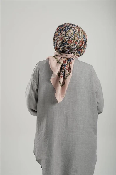 Ten Desenli Eşarp Bambu Çiçek Dijital Baskılı 202208_45 - Resim 3