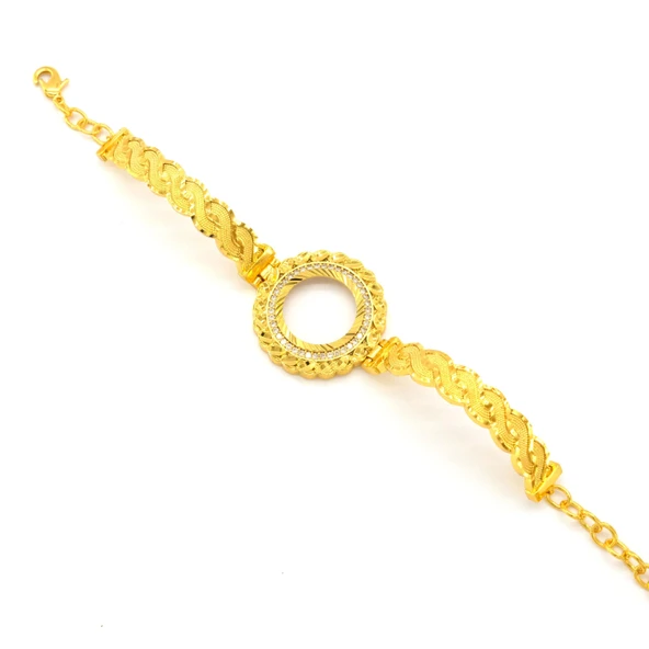 Çeyrek Altın Çerçeve Bileklik Çelik Altın Kaplama Örgü Model-BLZ-635 - Resim 3