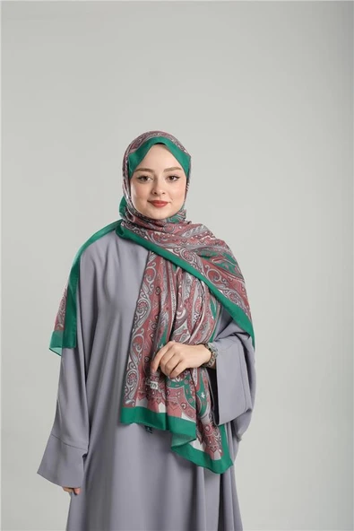 Zümrüt Desenli Şal Kesik Elyaf Pamuksu Etnik Dijital Baskılı 202122_37 ürün görseli 1