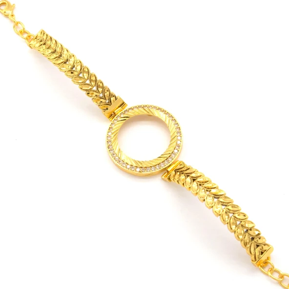 Çeyrek Altın Çerçeve Bileklik Çelik Altın Kaplama Arpa Model-BLZ-646 - Resim 3