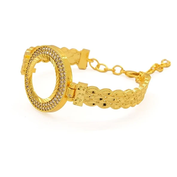 Çeyrek Altın Çerçeve Bileklik Çelik Altın Kaplama BLZ-632 - Resim 4