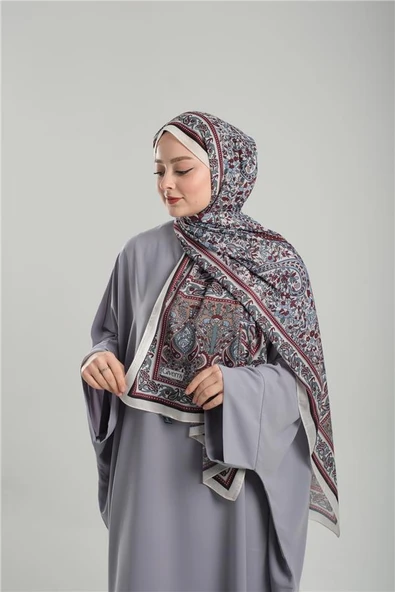 Krem Desenli Şal Kesik Elyaf Pamuksu Etnik Dijital Baskılı 202123_40 - Resim 2