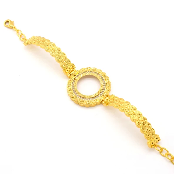 Çeyrek Altın Çerçeve Bileklik Çelik Altın Kaplama BLZ-648 - Resim 3