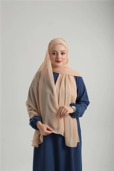 Sütlü Kahve Pratik Hazır Geçmeli Bone Şal Şifon Çapraz 2001_26 ürün görseli 1