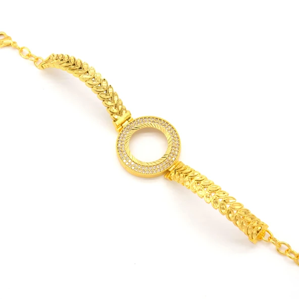 Çeyrek Altın Çerçeve Bileklik Çelik Altın Kaplama Arpa Model-BLZ-631 - Resim 3