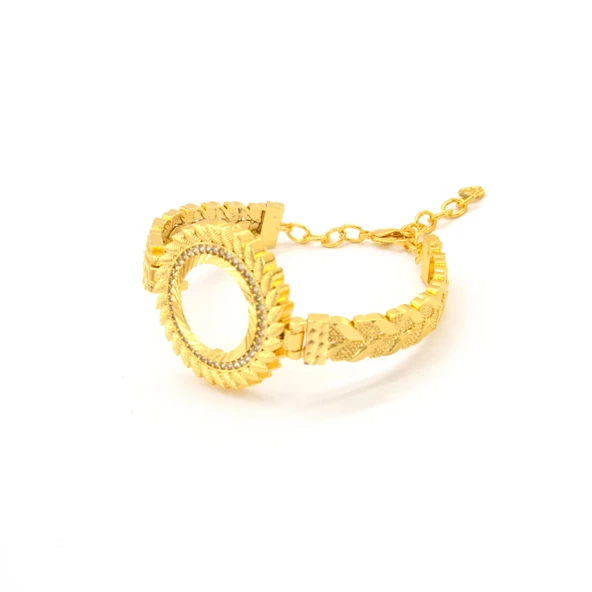 Çeyrek Altın Çerçeve Bileklik Çelik Altın Kaplama BLZ-640 - Resim 4