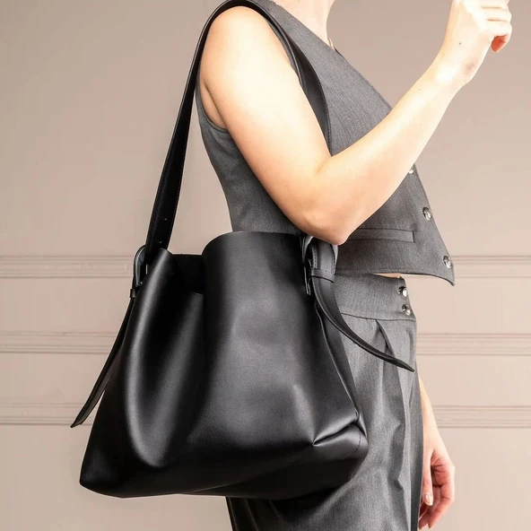 Kadın Suni Deri Salaş Shopper Omuz Çantası - 2