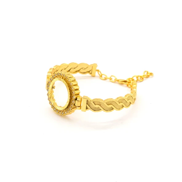 Çeyrek Altın Çerçeve Bileklik Çelik Altın Kaplama Örgü Model-BLZ-644 - Resim 4