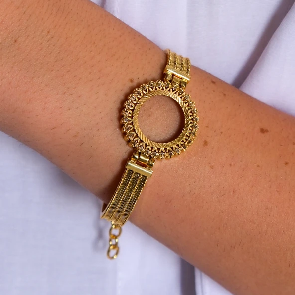 Çeyrek Altın Çerçeve Bileklik Çelik Altın Kaplama Trabzon Model-BLZ-645 - Resim 2
