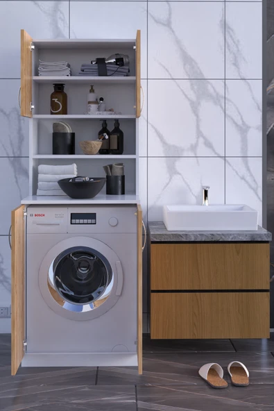 Arya Çamaşır Makinesi Dolabı Banyo Boy Dolabı - 7