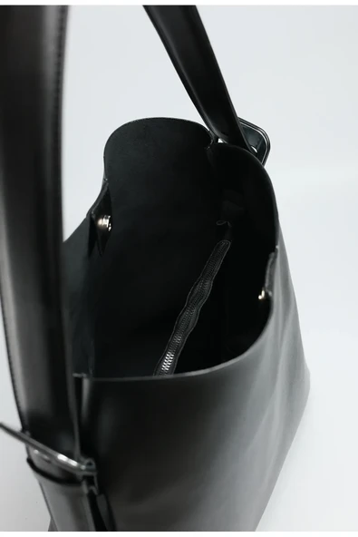 Kadın Suni Deri Salaş Shopper Omuz Çantası - 3