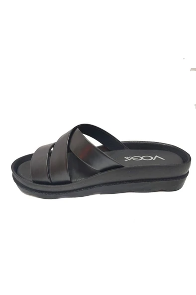 Voga 1703-25 Deri Dolgu Topuk 3 Bant Kadın Terlik - Resim 2