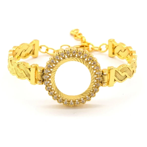 Çeyrek Altın Çerçeve Bileklik Çelik Altın Kaplama Örgü Model-BLZ-644 ürün görseli